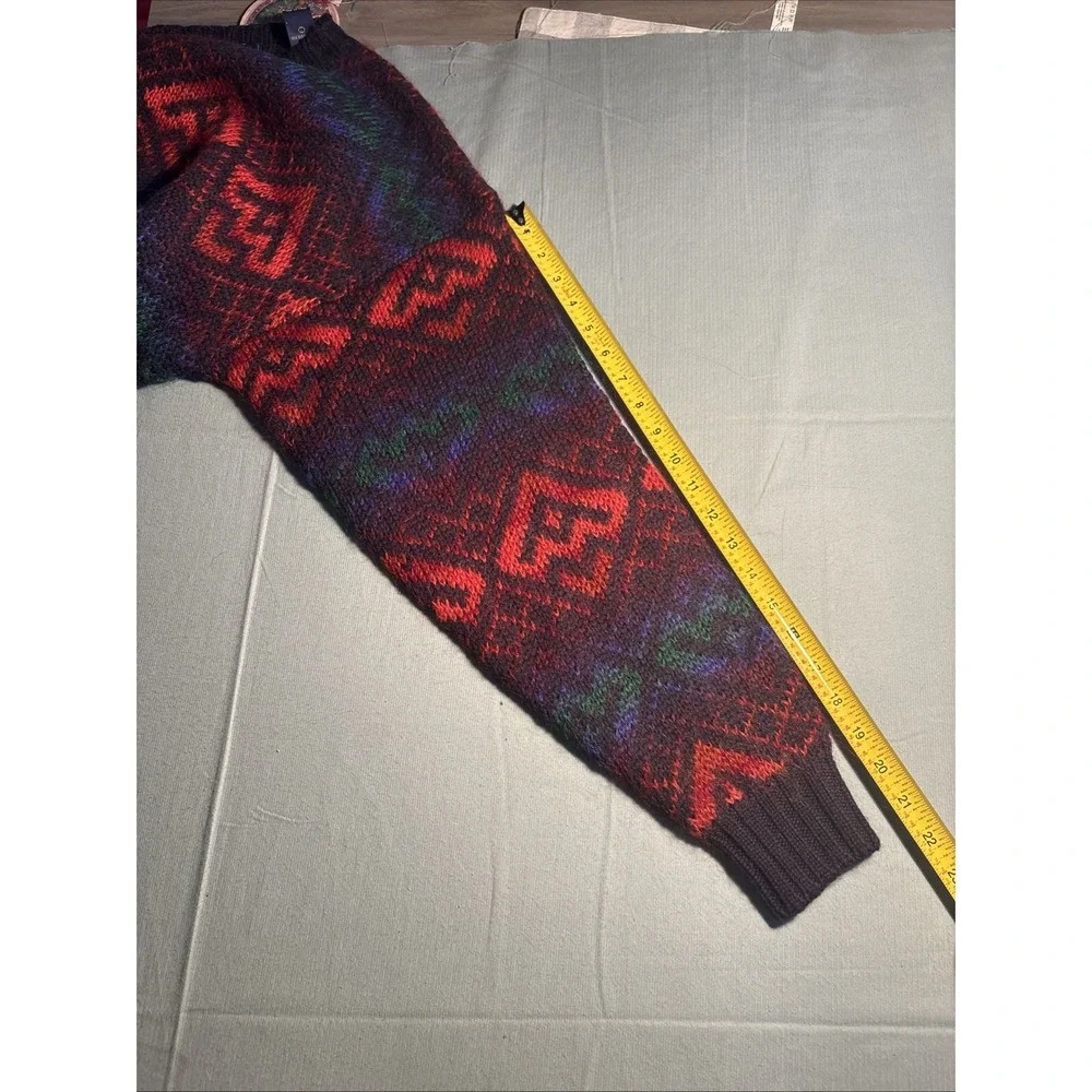 Regatta Sport Wool Mohair Blend Geometric Fair Isle Sweater Mens XL Red Purple